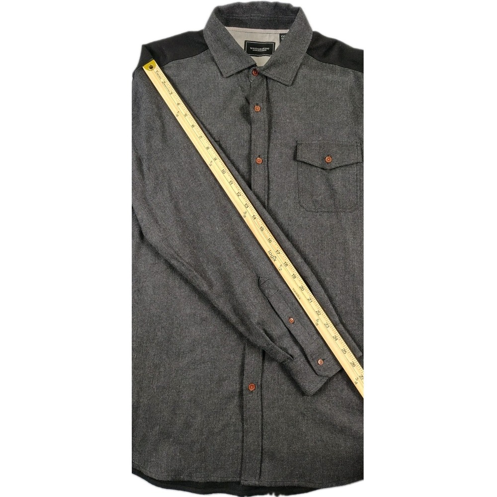 Williams & Kent  100% Wool Flannel Button Up Shirt Mens XXLarge Black Gray Flaw - Picture 7 of 11